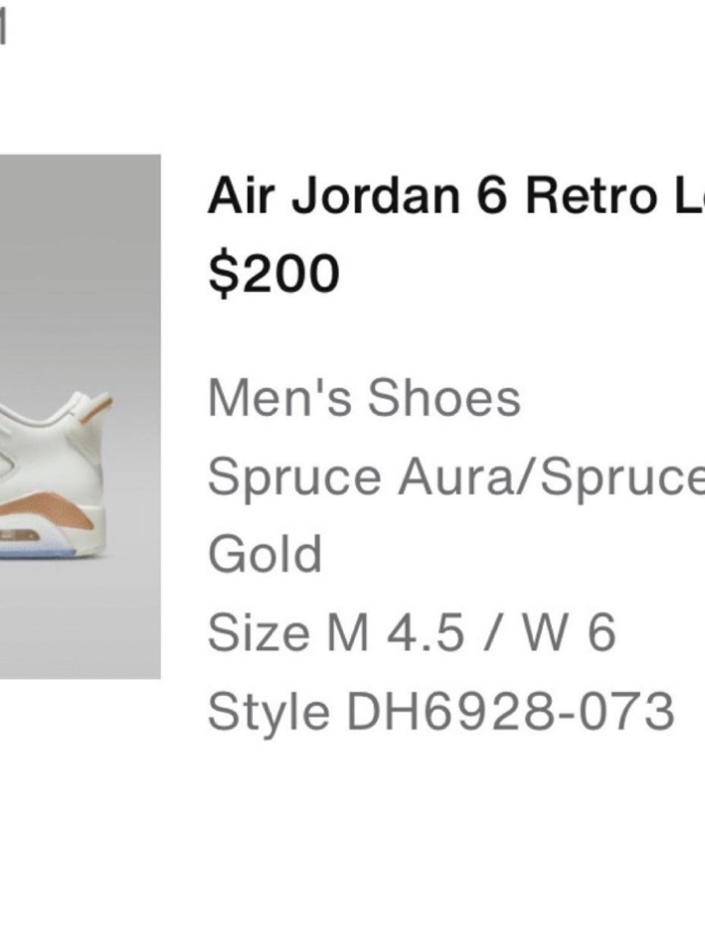 Lunar New Year Jordan Air Jordan 6 Retro Low - Spruce Aura & Gold